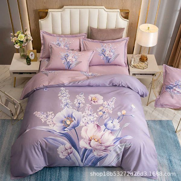 100% cotton four piece set cotton twill quilt cover bed sheet double large flower bedding
100% cotton four piece set cotton twill quilt cover bed sheet double large flower bedding