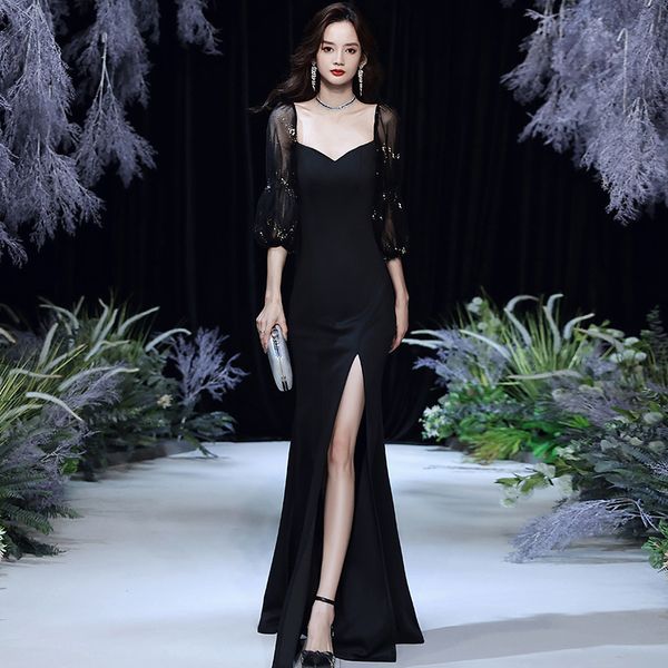 black evening dr's 2021 summer atmospheric sleeve long banquet annual meeting fishtail host skirt
black evening dr's 2021 summer atmospheric sleeve long banquet annual meeting fishtail host skirt