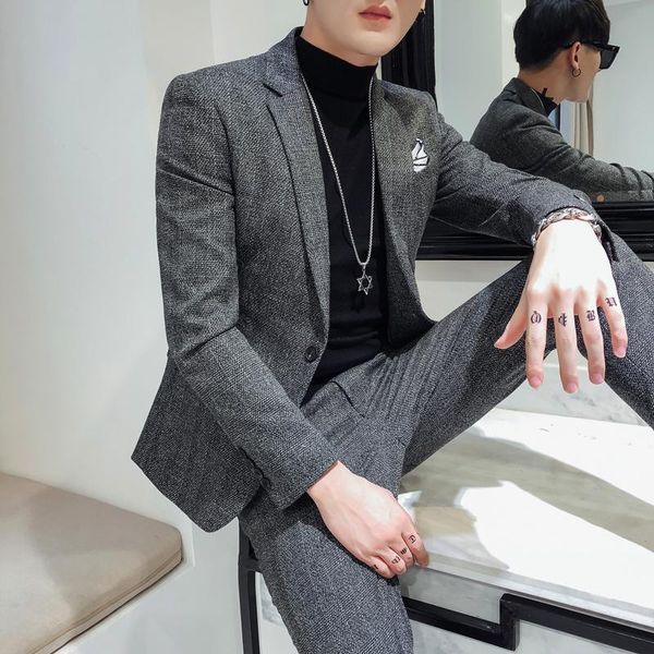 men's suits & blazers 2021 net red suit male british wind slim small handsome business casual wedding tide, White;black
men's suits & blazers 2021 net red suit male british wind slim small handsome business casual wedding tide, White;black