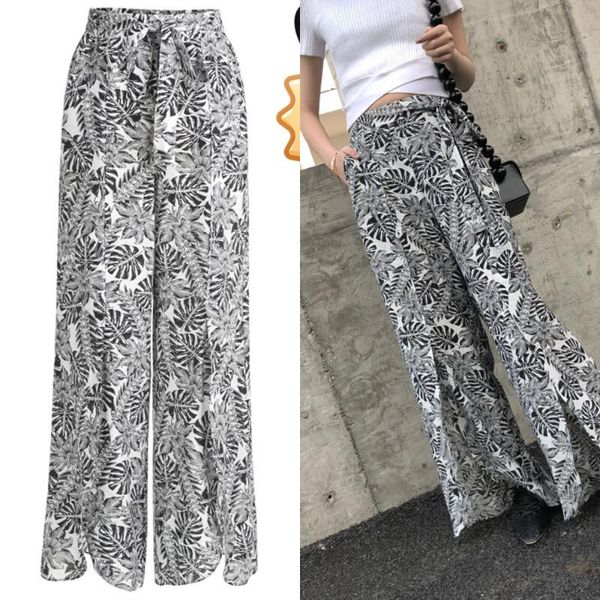 women's pants & capris boho women wide leg high waist slit style travel loose beach casual floral, Black;white
women's pants & capris boho women wide leg high waist slit style travel loose beach casual floral, Black;white