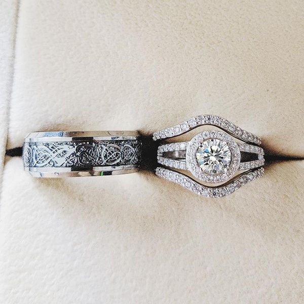 cluster rings real 925 sterling silver couple wedding ring set for bridal women and men finger gift africa fashion jewelry r5375, Golden;silver
cluster rings real 925 sterling silver couple wedding ring set for bridal women and men finger gift africa fashion jewelry r5375, Golden;silver