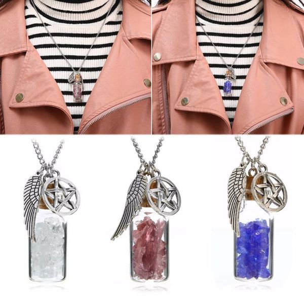 pendant necklaces glass wishing bottle necklace creative crystal stone angel wing star sweater colar, Silver
pendant necklaces glass wishing bottle necklace creative crystal stone angel wing star sweater colar, Silver