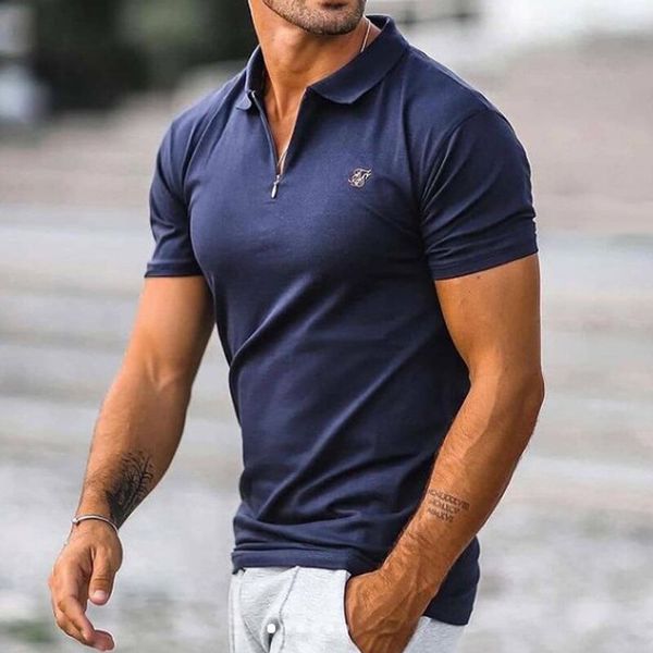 tight blue pattern men's zipper polo shirt comfortable breathable fashionable cool daily travel work party, White;black
tight blue pattern men's zipper polo shirt comfortable breathable fashionable cool daily travel work party, White;black