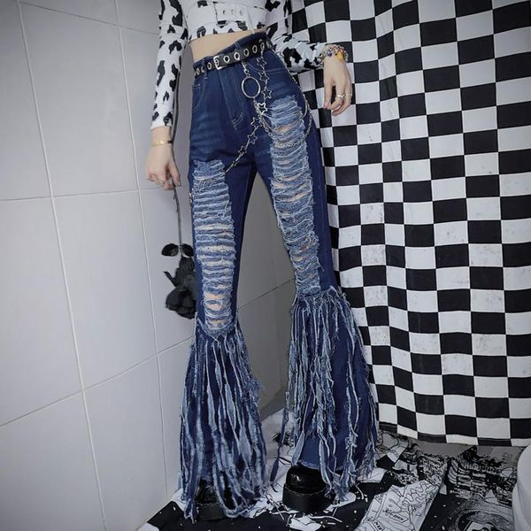tassel ripped denim jeans women streetwear fashion super stretchy skinny flare pants high waist washed leisure trousers women's, Blue
tassel ripped denim jeans women streetwear fashion super stretchy skinny flare pants high waist washed leisure trousers women's, Blue