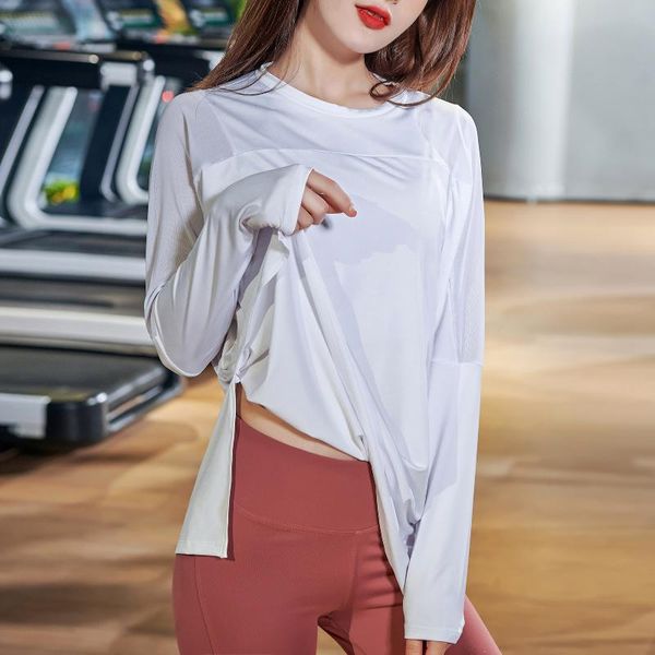 women's t-shirt sports for women long sleeve mesh splicing soft breathable quick-dry moisture-wicking running gym female tees, White
women's t-shirt sports for women long sleeve mesh splicing soft breathable quick-dry moisture-wicking running gym female tees, White