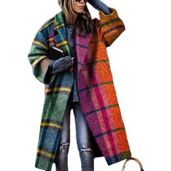 women's wool & blends autumn womens clothing long sleeves turn-down collar coats print woolen and jackets women, Black
women's wool & blends autumn womens clothing long sleeves turn-down collar coats print woolen and jackets women, Black