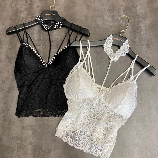 camis for women summer pearl beaded design lace slim halter camisole female tank ropa mujer, White
camis for women summer pearl beaded design lace slim halter camisole female tank ropa mujer, White