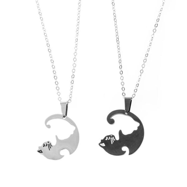 pendant necklaces cute couple jewelry black white necklace titanium steel animal cat hug birthday anniversary gift, Silver
pendant necklaces cute couple jewelry black white necklace titanium steel animal cat hug birthday anniversary gift, Silver
