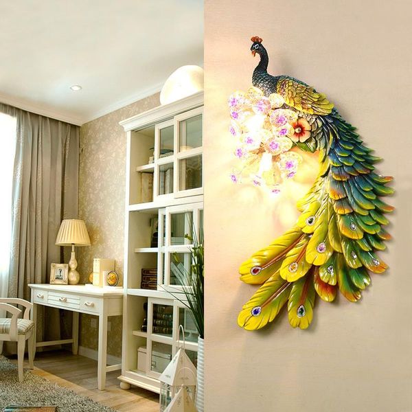 45*26cm european style led color peacock wall lamp resin crystal decorative for living room aisle bedside
45*26cm european style led color peacock wall lamp resin crystal decorative for living room aisle bedside