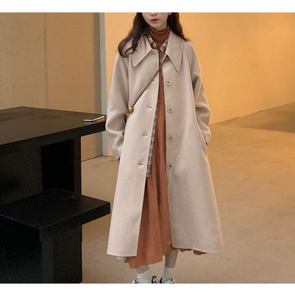 coats loose medium length fashion long sleeve coat women's wool & blends, Black
coats loose medium length fashion long sleeve coat women's wool & blends, Black