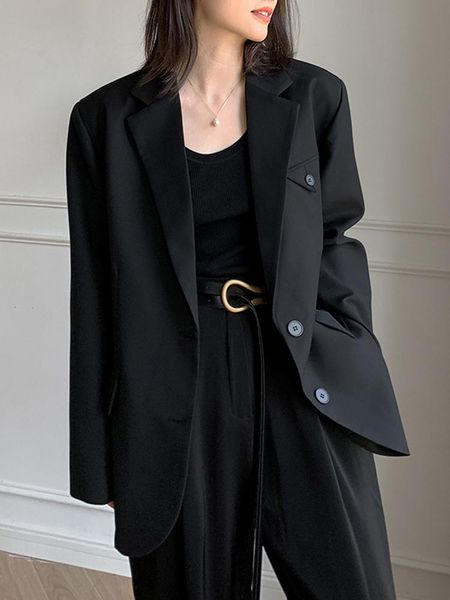 women's suits & blazers black blazer autumn casual loose long sleeve oversize for women jackets femme outfit, White;black
women's suits & blazers black blazer autumn casual loose long sleeve oversize for women jackets femme outfit, White;black