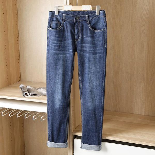 men's jeans wear micro elastic quality thin summer slim small straight pants 76701, Blue
men's jeans wear micro elastic quality thin summer slim small straight pants 76701, Blue