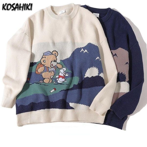 women's sweaters kosahiki bear jacquard sweater y2k harajuku loose women men knitwear grunge autumn winter 2021 jumper sueters de mujer, White;black
women's sweaters kosahiki bear jacquard sweater y2k harajuku loose women men knitwear grunge autumn winter 2021 jumper sueters de mujer, White;black