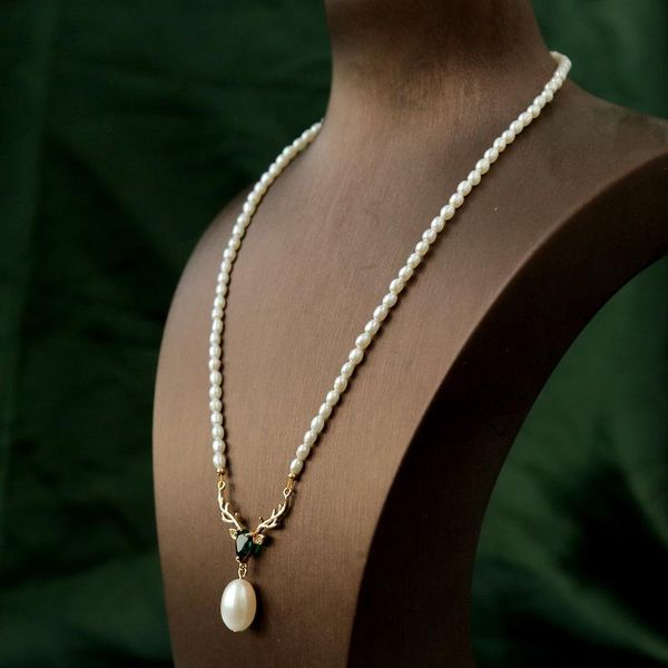 natural fresh water pearl necklace antler pendant for women anniversary gift handmade party jewelry necklaces, Silver
natural fresh water pearl necklace antler pendant for women anniversary gift handmade party jewelry necklaces, Silver