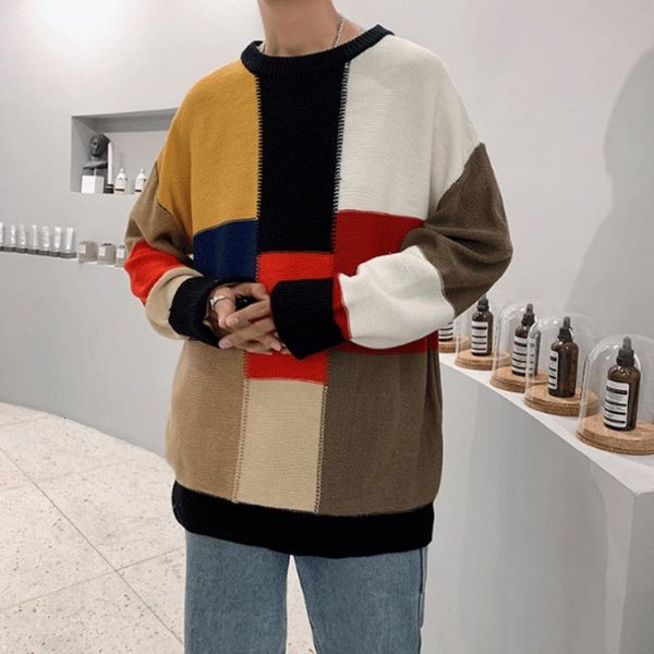 mens autumn and winter new multi color personalized block stitching loose fashion trend casual o neck sweater size -5xl, White;black
mens autumn and winter new multi color personalized block stitching loose fashion trend casual o neck sweater size -5xl, White;black
