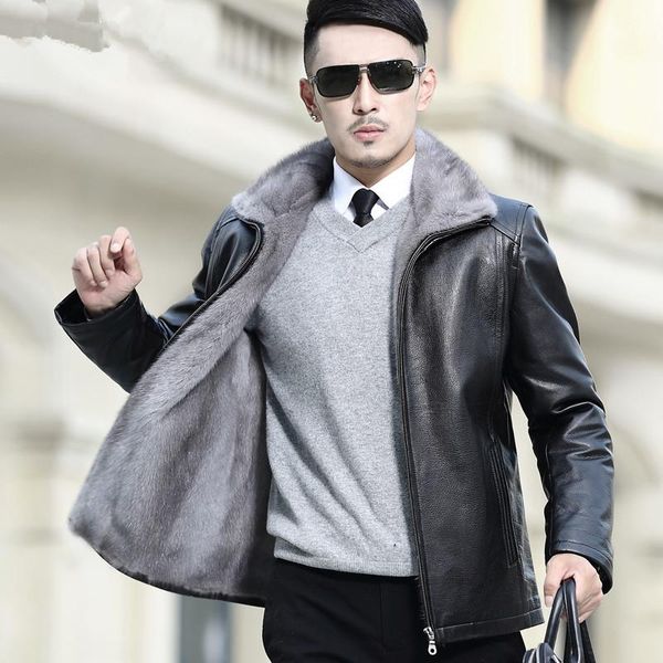 men's leather & faux real fur coat men natural mink genuine jacket goatskin winter for mens clothing casaco a16dn5257 yy796, Black
men's leather & faux real fur coat men natural mink genuine jacket goatskin winter for mens clothing casaco a16dn5257 yy796, Black