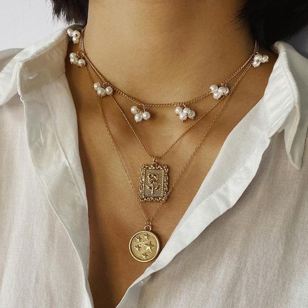 pendant necklaces 2021 hip hop multi-layer imitation irregular pearls chain necklace for women jewelry rose star coin collier femme a1, Silver
pendant necklaces 2021 hip hop multi-layer imitation irregular pearls chain necklace for women jewelry rose star coin collier femme a1, Silver