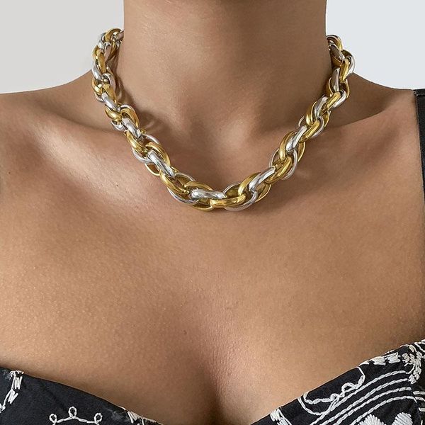 chokers punk twisted thick chain choker necklace women men hip hop jewerly grunge geometric mantra necklaces collar collier femme, Golden;silver
chokers punk twisted thick chain choker necklace women men hip hop jewerly grunge geometric mantra necklaces collar collier femme, Golden;silver
