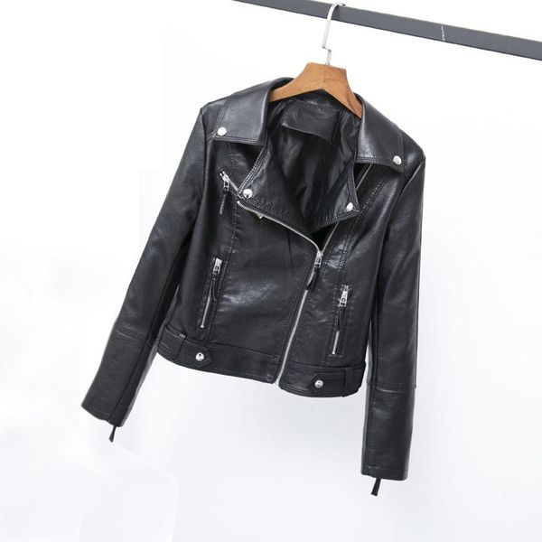 women's leather & faux office lady solid women jacket fashion moto biker winter turn-down collar motorcycle pu coat, Black
women's leather & faux office lady solid women jacket fashion moto biker winter turn-down collar motorcycle pu coat, Black