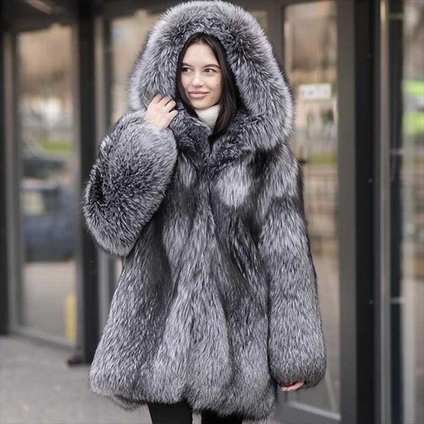 women's fur & faux ur 2021 fashion sliver coat with hood 100% natural for women outerwear loose full sleeves, Black
women's fur & faux ur 2021 fashion sliver coat with hood 100% natural for women outerwear loose full sleeves, Black