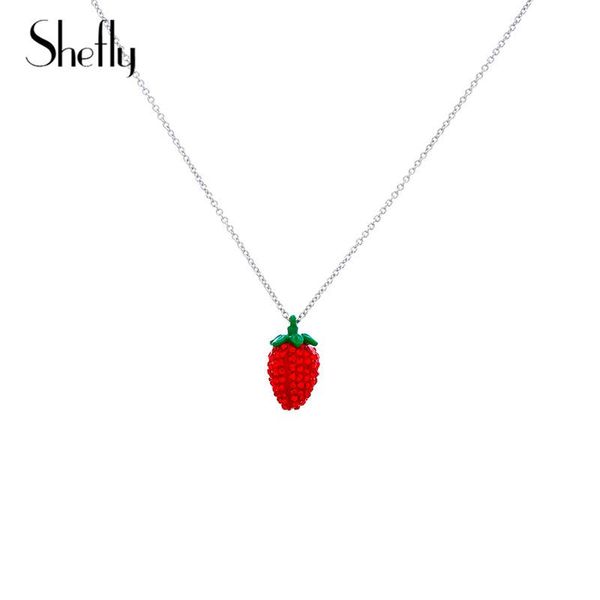 pendant necklaces small cute red strawberry necklace crystal chain choker for women trendy fashion fruit collier jewelry, Silver
pendant necklaces small cute red strawberry necklace crystal chain choker for women trendy fashion fruit collier jewelry, Silver