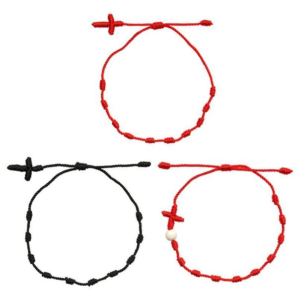 link, chain 2pcs cross 7 knots red string bracelet good luck amulet friendship bracelets kit, Black
link, chain 2pcs cross 7 knots red string bracelet good luck amulet friendship bracelets kit, Black