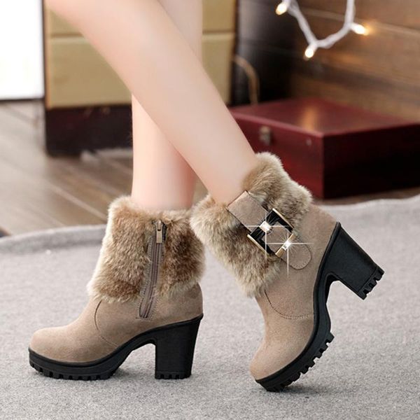 boots fashion and versatile fur snow turning in 2021, Black