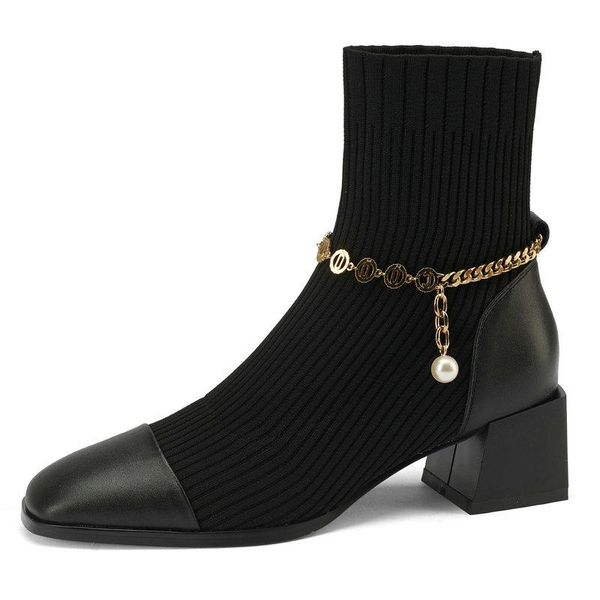boots square toe riding equestrian genuine leather knitting thick high heels shoes woman winter office lady party ankle, Black
boots square toe riding equestrian genuine leather knitting thick high heels shoes woman winter office lady party ankle, Black