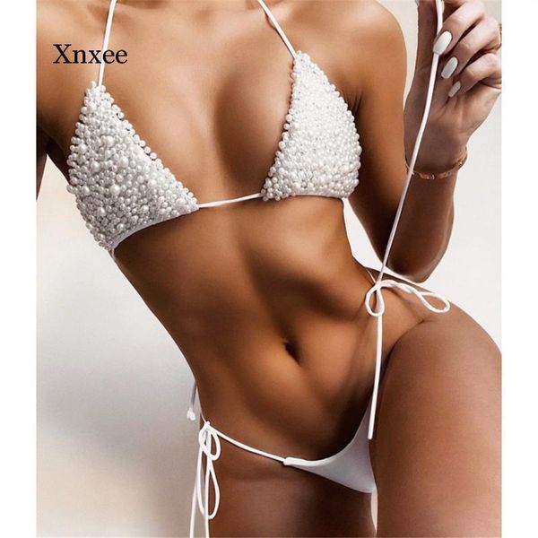 women's swimwear halter mini bikini female swimsuit women two-pieces set luxury pearl bather bathing suit swim lady clothing, White;black
women's swimwear halter mini bikini female swimsuit women two-pieces set luxury pearl bather bathing suit swim lady clothing, White;black