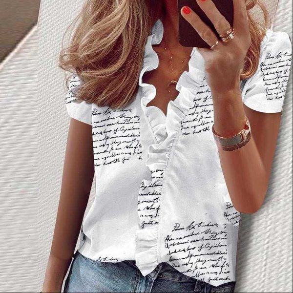summer ruffle stars letter print womens shirt and elegant leisure v neck short sleeve blusas, White
summer ruffle stars letter print womens shirt and elegant leisure v neck short sleeve blusas, White