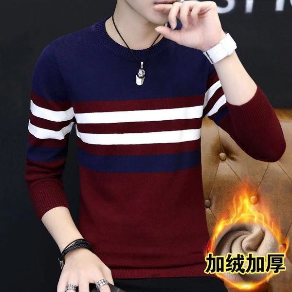 tee 2021 pure cotton plus cashmere winter round neck sweater men's striped bottoming shirt new, White;black
tee 2021 pure cotton plus cashmere winter round neck sweater men's striped bottoming shirt new, White;black