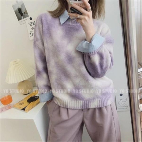 women's sweaters purple tie-dye print knit sweater fall winter sweet korean casual loose pullovers female preppy style warm jumper 202, White;black
women's sweaters purple tie-dye print knit sweater fall winter sweet korean casual loose pullovers female preppy style warm jumper 202, White;black