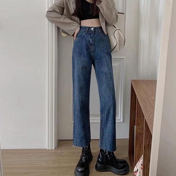 women's jeans spring autumn high waist cropped straight tube loose 2021 chic style small wide leg pants rac, Blue
women's jeans spring autumn high waist cropped straight tube loose 2021 chic style small wide leg pants rac, Blue