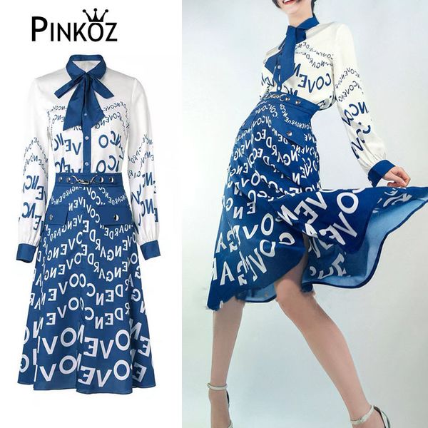 french two pieces set letter printed bow tie collar women blue blouse lady high waist skirt sets designer style 210421, White
french two pieces set letter printed bow tie collar women blue blouse lady high waist skirt sets designer style 210421, White