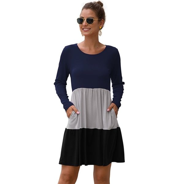 autumn fashion o neck stitching contrast long sleeve women dresses casual loose pleated button cotton holiday dress femme 210522, Black;gray
autumn fashion o neck stitching contrast long sleeve women dresses casual loose pleated button cotton holiday dress femme 210522, Black;gray