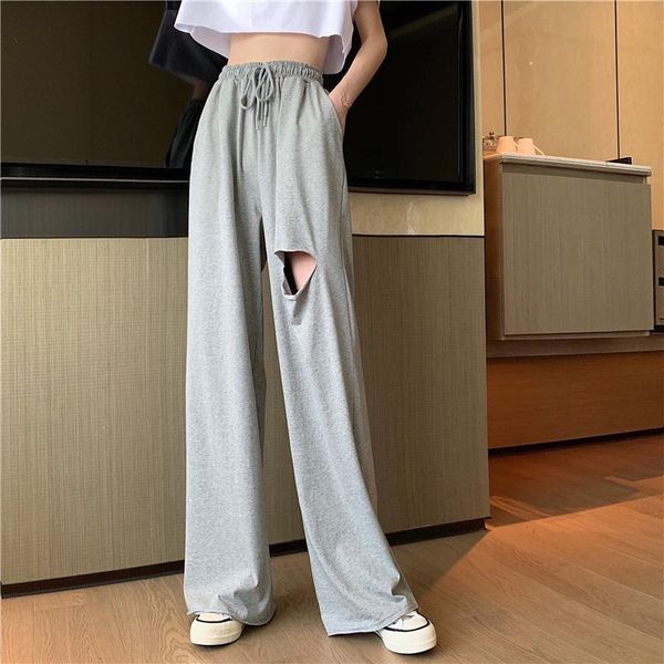 women's pants & capris black grey woman summer sports trousers with holes high waist drawstring wide leg female casual floor length lad, Black;white
women's pants & capris black grey woman summer sports trousers with holes high waist drawstring wide leg female casual floor length lad, Black;white