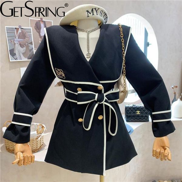 women's jackets getspring women jacket patchwork sailor collar double breasted ladies bow lace up slim female autumn 2021 fashion, Black;brown
women's jackets getspring women jacket patchwork sailor collar double breasted ladies bow lace up slim female autumn 2021 fashion, Black;brown
