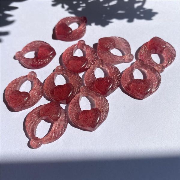decorative objects & figurines natural crystal pendant strawberry quartz stone heart wing for necklaces gift
decorative objects & figurines natural crystal pendant strawberry quartz stone heart wing for necklaces gift