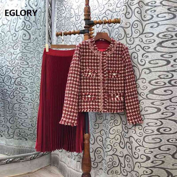 skirts designer clothing sets autumn winter suit women vintage print wool coat jacket+mid-calf pleated skirt sets 2pc, Black
skirts designer clothing sets autumn winter suit women vintage print wool coat jacket+mid-calf pleated skirt sets 2pc, Black