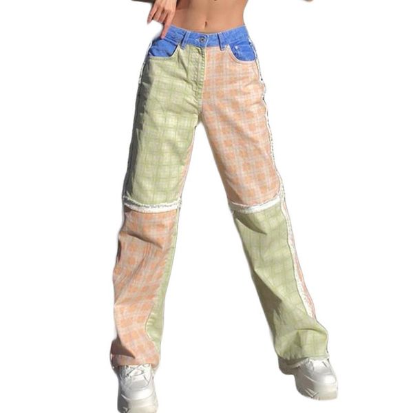 women's pants & capris wide leg jeans, fashion mid waist plaid print patchwork loose denim casual daily wear spring autumn, Black;white
women's pants & capris wide leg jeans, fashion mid waist plaid print patchwork loose denim casual daily wear spring autumn, Black;white