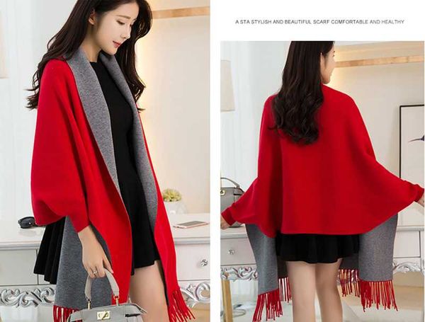 scarves women winter poncho with sleeve shawls and wraps pashmina red thicken scarf stoles femme hiver warm reversible ponchos capes, Blue;gray
scarves women winter poncho with sleeve shawls and wraps pashmina red thicken scarf stoles femme hiver warm reversible ponchos capes, Blue;gray