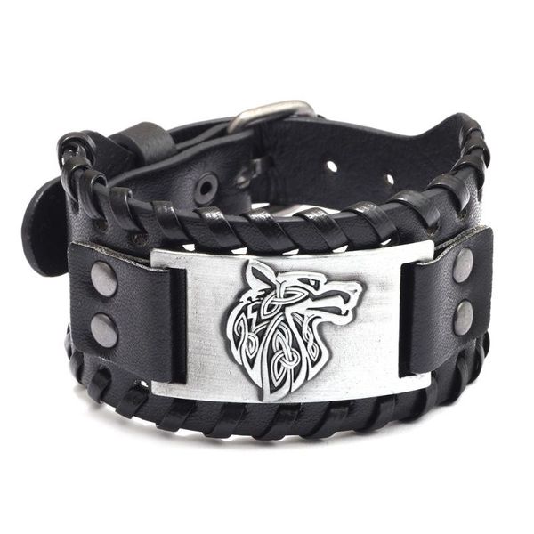men's alloy wolf head accessories wide leather bracelet woven manufacturers wholesale jewelry punk tennis, Golden;silver
men's alloy wolf head accessories wide leather bracelet woven manufacturers wholesale jewelry punk tennis, Golden;silver