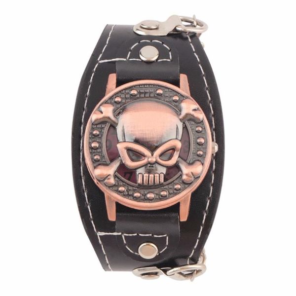 wristwatches skull cover quartz watch for men women pu leather wristband bracelet biker metal relogio masculino wide strap cool gifts#2, Slivery;brown
wristwatches skull cover quartz watch for men women pu leather wristband bracelet biker metal relogio masculino wide strap cool gifts#2, Slivery;brown
