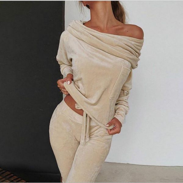 casual dames sets fashion womens pants lange mouwen solid vrouwen kleding elastische full length taille broek volledige lengte slash hals, White
casual dames sets fashion womens pants lange mouwen solid vrouwen kleding elastische full length taille broek volledige lengte slash hals, White