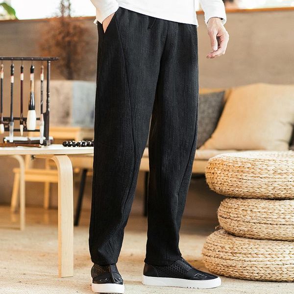 chinese style autumn antique cotton linen casual pants stripe large jacquard men's, Black
chinese style autumn antique cotton linen casual pants stripe large jacquard men's, Black