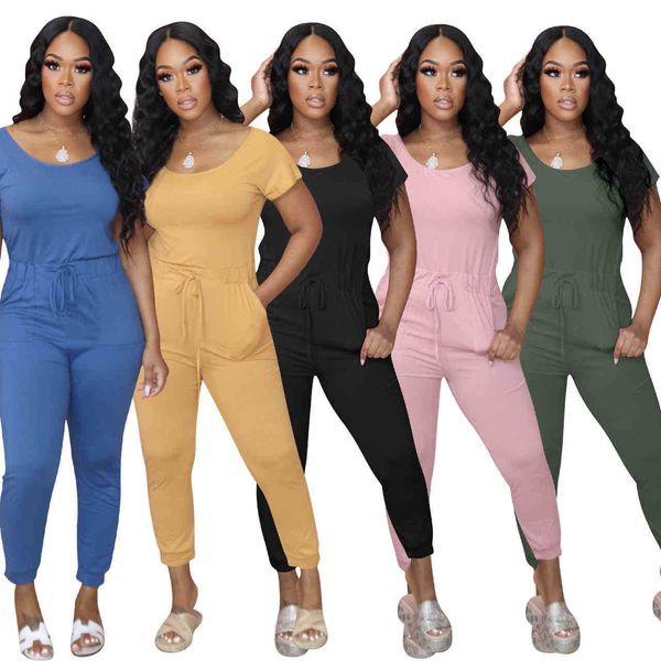women jumpsuits designer home wear fashion solid color short sleeve onesies with pockets casual trousers long pants rompers, Black;white
women jumpsuits designer home wear fashion solid color short sleeve onesies with pockets casual trousers long pants rompers, Black;white