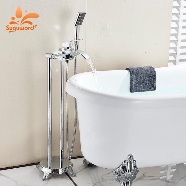 suguword chrome bathtub floor stand faucets for bathroom shower with abs plastic hand single handle mixer tap sets
suguword chrome bathtub floor stand faucets for bathroom shower with abs plastic hand single handle mixer tap sets