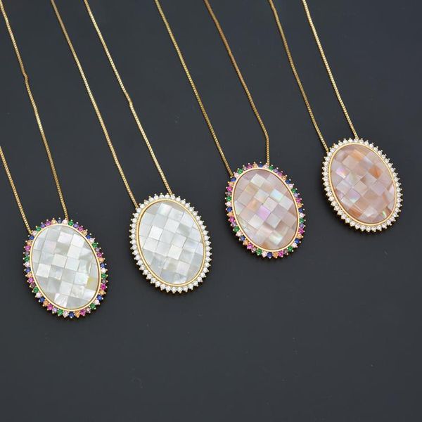 products come out natural seashells necklace charm round pendant inlaid cz female fashion accessories chains, Silver
products come out natural seashells necklace charm round pendant inlaid cz female fashion accessories chains, Silver