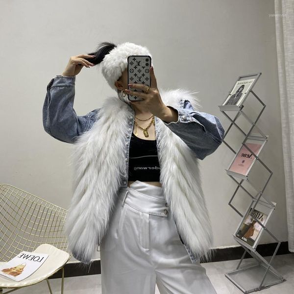 women's fur & faux 2021 autumn winter real raccoon v-neck patchwork denim parka casual fashion sleeve detachable coats and jackets, Black
women's fur & faux 2021 autumn winter real raccoon v-neck patchwork denim parka casual fashion sleeve detachable coats and jackets, Black