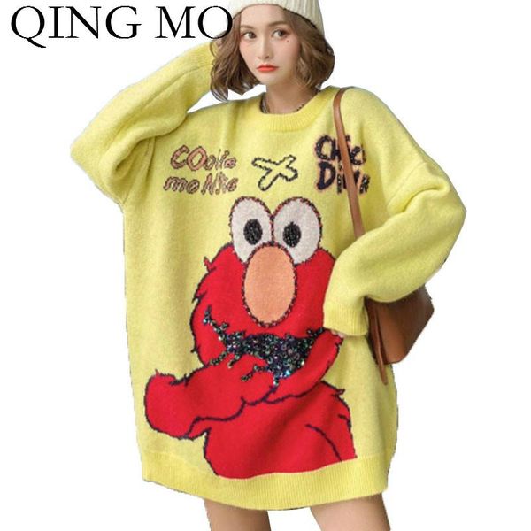 yellow women cartoon printed sweater 2021 thick warm with sequin pullover zqy5601 women's sweaters, White;black
yellow women cartoon printed sweater 2021 thick warm with sequin pullover zqy5601 women's sweaters, White;black